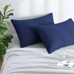 Ameha Bedding Pillowcase-Plain Dyed Navy Breathable Envelope Durable Pillow Cover 2 Pair (50 X 75 Cm) Pillow Covers - thumbnail 5