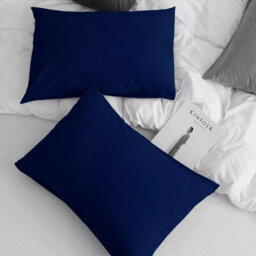 Ameha Bedding Pillowcase-Plain Dyed Navy Breathable Envelope Durable Pillow Cover 2 Pair (50 X 75 Cm) Pillow Covers - thumbnail 2