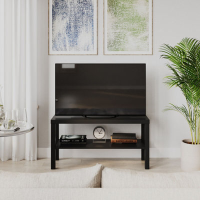 Urbn-Living Urbnliving 90Cm 2 Tier Tv Bench Entertainment Media Stand Cabinet Wooden Storage Display Unit, Black - image 1