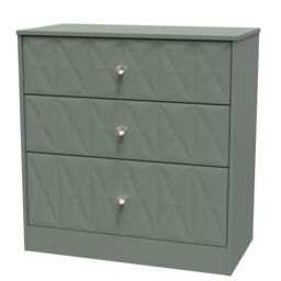 San Jose Ready Assembled Matt Green No Effect 3 Drawer Chest (H)791mm (W)766mm (D)395mm - thumbnail 2