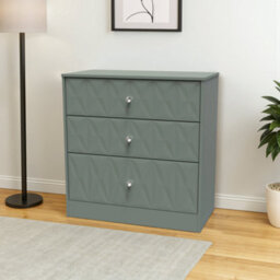 San Jose Ready Assembled Matt Green No Effect 3 Drawer Chest (H)791mm (W)766mm (D)395mm