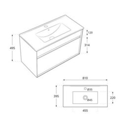 Homestylestore 810mm Urban Grey Wall Hung Waterproof Bathroom Vanity Unit - thumbnail 4