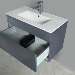 Homestylestore 810mm Urban Grey Wall Hung Waterproof Bathroom Vanity Unit - thumbnail 3