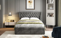 Matteo Grey Snowflake Fleece Upholstered 4Ft6 Double Storage Bed With 4 Drawers & Soft Headboard - thumbnail 9
