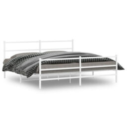 Berkfield Metal Bed Frame Without Mattress With Footboard White 200X200Cm - thumbnail 2