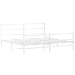 Berkfield Metal Bed Frame Without Mattress With Footboard White 200X200Cm - thumbnail 3