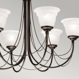 Luminosa Lighting Elstead Carisbrooke 6 Light Multi Arm Chandelier Black Finish - Glass Shades Not Included, E14 - thumbnail 3