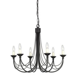 Luminosa Lighting Elstead Carisbrooke 6 Light Multi Arm Chandelier Black Finish - Glass Shades Not Included, E14