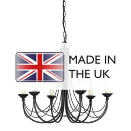 Luminosa Lighting Elstead Carisbrooke 6 Light Multi Arm Chandelier Black Finish - Glass Shades Not Included, E14 - thumbnail 4