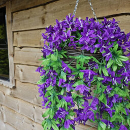 Best Artificial 90Cm Trailing Lily Hanging Basket With 480 Purple Flowers In Rattan Wicker Basket For Indoor Or Garden Use - thumbnail 2