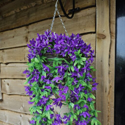 Best Artificial 90Cm Trailing Lily Hanging Basket With 480 Purple Flowers In Rattan Wicker Basket For Indoor Or Garden Use - thumbnail 5