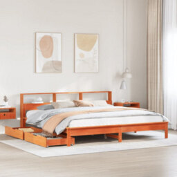 Berkfield Bookcase Bed Without Mattress Wax Brown 180X200 Cm Super King Solid Wood Pine - thumbnail 1