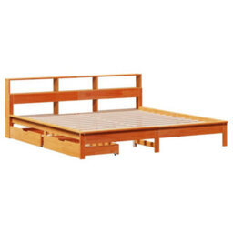 Berkfield Bookcase Bed Without Mattress Wax Brown 180X200 Cm Super King Solid Wood Pine - thumbnail 3