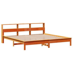 Berkfield Bookcase Bed Without Mattress Wax Brown 180X200 Cm Super King Solid Wood Pine - thumbnail 7