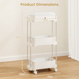 Costway 3-Tier Office Rolling Utility Cart Kitchen Storage Trolley W/ Removable Cover - thumbnail 2