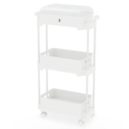Costway 3-Tier Office Rolling Utility Cart Kitchen Storage Trolley W/ Removable Cover - thumbnail 3
