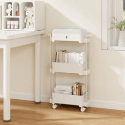 Costway 3-Tier Office Rolling Utility Cart Kitchen Storage Trolley W/ Removable Cover - thumbnail 9