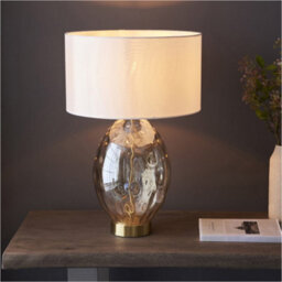 Loops 2 Pack Champagne Lustre Glass Table Lamp - Vintage White Fabric Shade - Dimmable 10W Led E27 - thumbnail 4