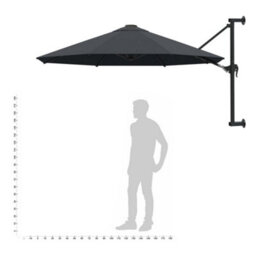 Vidaxl Wall-Mounted Garden Parasol With Metal Pole 300 Cm Anthracite - thumbnail 9