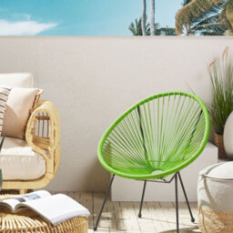 Beliani Green Pe Rattan Papasan Garden Chair With Powder-Coated Steel Base, W70 X D90 X H87Cm - thumbnail 2