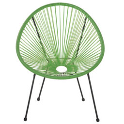 Beliani Green Pe Rattan Papasan Garden Chair With Powder-Coated Steel Base, W70 X D90 X H87Cm - thumbnail 1