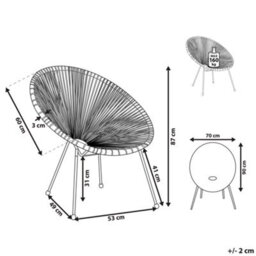 Beliani Green Pe Rattan Papasan Garden Chair With Powder-Coated Steel Base, W70 X D90 X H87Cm - thumbnail 4