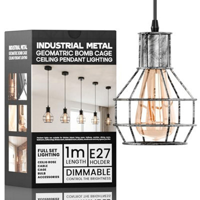 Pendant Light Fitting With Shade, Cage Pendant Light, E27 Metal Wire Basket Light Pendant, Industrial Ceiling Pendant - image 1