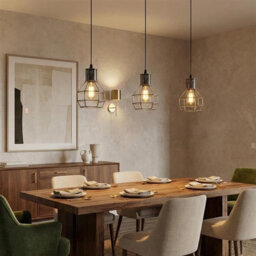Pendant Light Fitting With Shade, Cage Pendant Light, E27 Metal Wire Basket Light Pendant, Industrial Ceiling Pendant - thumbnail 8