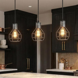 Pendant Light Fitting With Shade, Cage Pendant Light, E27 Metal Wire Basket Light Pendant, Industrial Ceiling Pendant - thumbnail 7