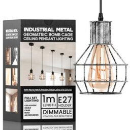 Pendant Light Fitting With Shade, Cage Pendant Light, E27 Metal Wire Basket Light Pendant, Industrial Ceiling Pendant - thumbnail 1