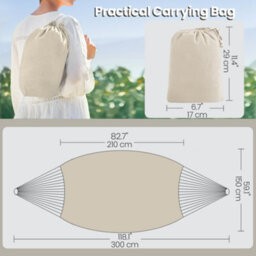 LEDREM Portable Cotton Hammock For Outdoor Camping, Garden Or Sleeping, Beige - thumbnail 7