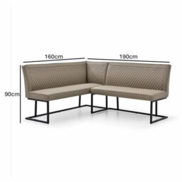 Xample Indus Valley Arden Ceramic Dining Table Set Corner Bench Low Bench Black Iron Base Taupe Seating 6 Seater Dining Set - thumbnail 2