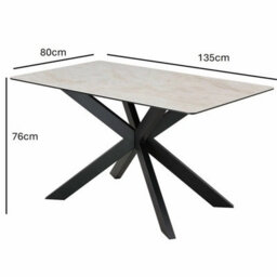 Xample Indus Valley Arden Ceramic Dining Table Set Corner Bench Low Bench Black Iron Base Taupe Seating 6 Seater Dining Set - thumbnail 4