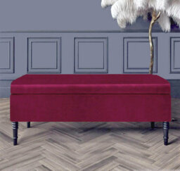 Paris Plain 90Cm Ottoman Storage Bench - Plush Velvet Shoe Bench - Red Upholstery Footstool With Storage