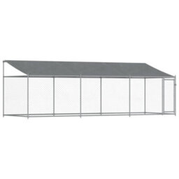 Walplus Grey Dog Cage With Roof And Door 6X2X2 M Galvanised Steel Outdoor Kennel Run - thumbnail 2
