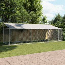 Walplus Grey Dog Cage With Roof And Door 6X2X2 M Galvanised Steel Outdoor Kennel Run - thumbnail 3