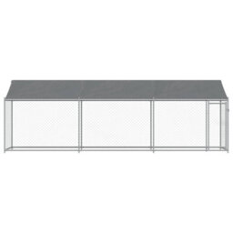 Walplus Grey Dog Cage With Roof And Door 6X2X2 M Galvanised Steel Outdoor Kennel Run - thumbnail 4