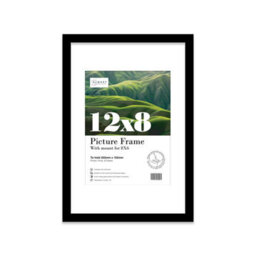 "12X8"" Black Frame With Mount For 8X6"" Pictures 20mm Slim Edge Portrait And Landscape Display With Wall Hooks And Kickstand" - thumbnail 1