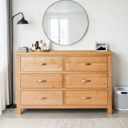 London Oak Large 6 Drawer Chest Fully Assembled - By Roseland Furniture - thumbnail 2