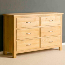 London Oak Large 6 Drawer Chest Fully Assembled - By Roseland Furniture - thumbnail 3