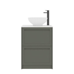 Royal Bathrooms Royal Bathroom Elmore 600mm Matt Green Freestanding Bathroom Vanity Unit 2 Drawer Plain White Worktop With Breeze Basin - thumbnail 7