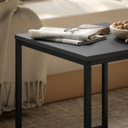 Homcom Modern Coffee Table Set Square Nest Of Tables For Small Space Black - thumbnail 9