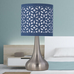 First Choice Lighting Romana - Brushed Chrome Touch Table Lamp With Navy Blue Laser Cut - thumbnail 5
