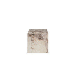 Wyld Haus Dingle Pandora Brown Marble Effect Side Table, Sculptural Cube 400mm - thumbnail 3