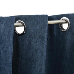 Berkfield Linen-Look Blackout Curtains With Grommets 2 Pcs Blue 140X245Cm - thumbnail 3