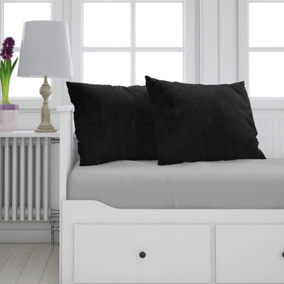 Neel Blue 220Gsm Crushed Velvet Square Cushion Covers, Set Of 2 Black Grey Pillow Case, 45Cm X 45Cm - image 1