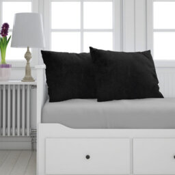 Neel Blue 220Gsm Crushed Velvet Square Cushion Covers, Set Of 2 Black Grey Pillow Case, 45Cm X 45Cm