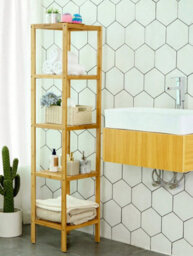 Songmics 5 Tier Bamboo Bathroom Shelf, Kitchen Storage Shelf, 33 X 33 X 146 Cm (L X W X H) For Small Space, Living Room,  Hallway - thumbnail 2
