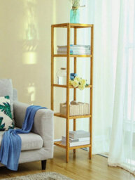 Songmics 5 Tier Bamboo Bathroom Shelf, Kitchen Storage Shelf, 33 X 33 X 146 Cm (L X W X H) For Small Space, Living Room,  Hallway - thumbnail 3