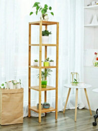 Songmics 5 Tier Bamboo Bathroom Shelf, Kitchen Storage Shelf, 33 X 33 X 146 Cm (L X W X H) For Small Space, Living Room,  Hallway - thumbnail 4